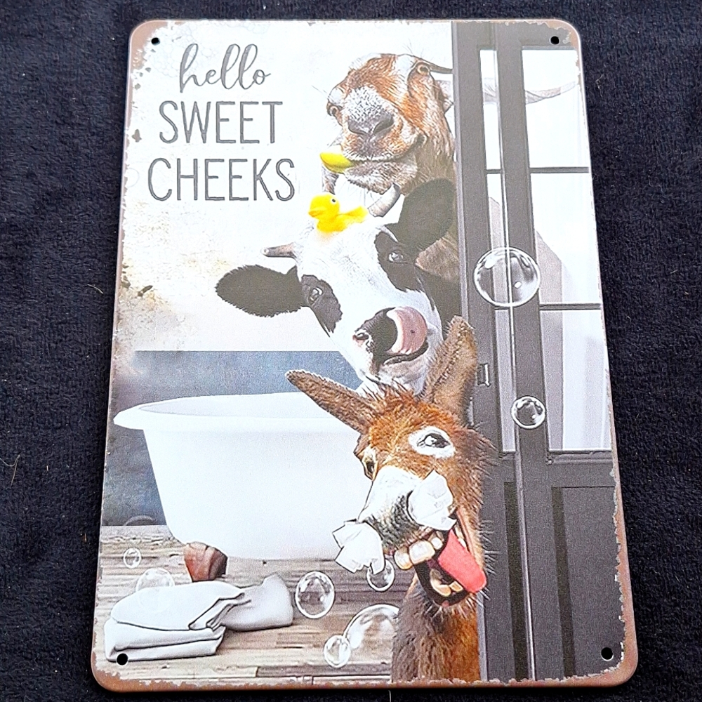 Metal Sign "Hello Sweet Cheeks" 5 x 7.5 inches